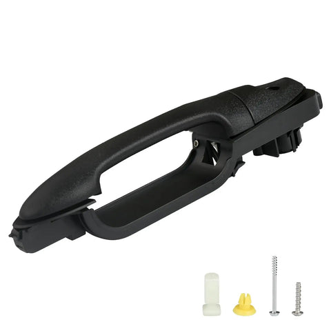 No Hassle Straight Swap Exterior Door Handle Repair Kit For 2000-2007 Ford Focus Driver Side with textured black plate and screws.