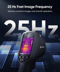 E1L Handheld Thermal Imaging Camera With Laser Pointer, lightweight 350g, showing display screen, 25Hz frequency feature