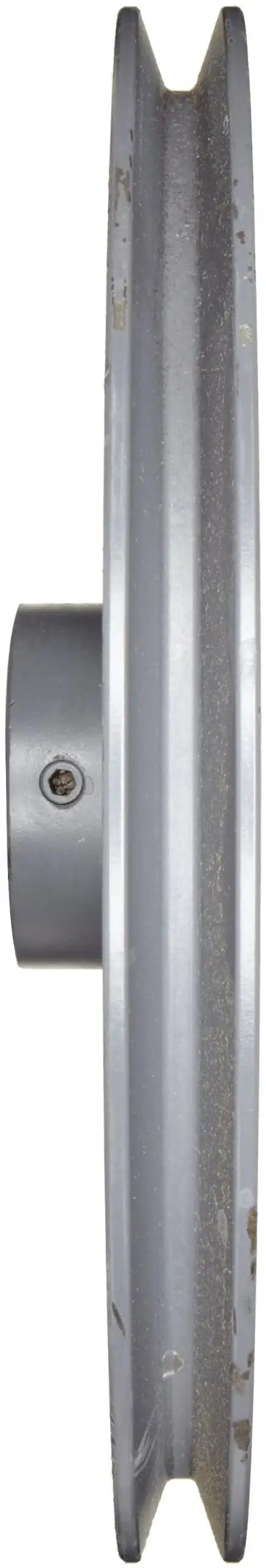 Side view of Bored-To-Size V Belt Sheave For A Belt Section One Groove Five Eighths Inch Bore Cast Iron 2.75 Inch OD 9100 RPM Max