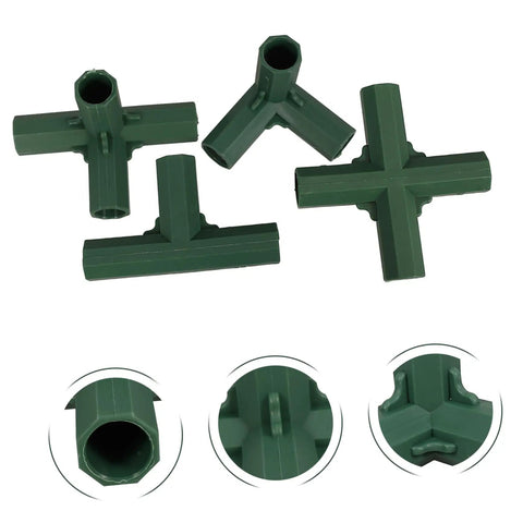 12 Piece Garden Frame Connectors And Versatile Four Way Brackets For Plastic Greenhouse Pipe Fittings DIY Friendly Heavy Duty Support For Building And Repairing Garden Structures
