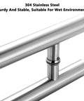 Close-up of a sleek sliding door handle in 304 stainless steel with anti-fingerprint finish, suitable for home and commercial use.