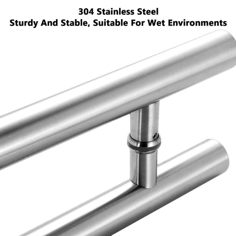 Close-up of a sleek sliding door handle in 304 stainless steel with anti-fingerprint finish, suitable for home and commercial use.