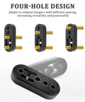 Four-hole design hangers in Exhaust Hanger Removal Tool Kit With 2 Four Hole Hangers, Universal Exhaust Hanger Pliers For Quick Muffler Removal, Essential Car Accessory For Easy, No Fuss Exhaust Hanger Removal with versatility text.