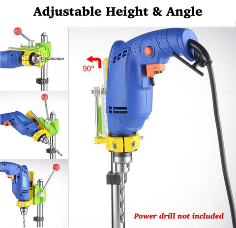 Benchtop Drill Press Stand For Electric And Hand Drills Collar Diameter 1.50 To 1.65 Inches Adjustable Height And Angle Locks