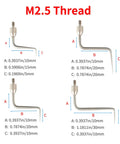 Needle Point Contact Probes for Dial Indicators and Depth Gauges, M2.5 Thread, Z Type Stainless Steel Needle dimensions