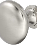 Top Notch Ten Pack Of 1.25 Inch Round Cabinet Knobs With Slick Satin Nickel Coating For Kitchen Drawers close-up round knob