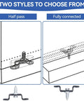 Two styles of 60 Pack Slick Furniture Connectors And Concealed Slide Buckles for Cabinet Hardware shown in diagrams.