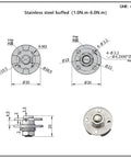Stainless steel buffed adjustable hinge dimensions for 4.5mm Robot Arm with torque specifications for precise alignment.