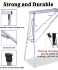 Foldable Scaffold Platform With Adjustable Height And Length, Heavy Duty Work Tower For Home Repair, detailed joints and pedal design.