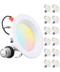 12 Pack Four Inch LED Recessed Can Lights Retrofit Kit, Dimmable and Energy Efficient, 700 Lumens, shown with wires and connectors