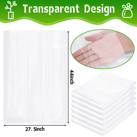 Six Pack Clear Winter Plant Covers For Outdoor Frost Protection 27.6 X 43.3 Inch Plastic Garden Shelter Bags Waterproof Frost Cloth For Greenhouses Protect Plants From Rain Cold And Frost