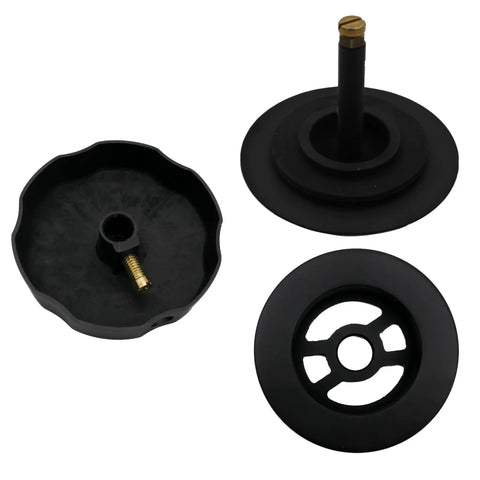 Heavy Duty Matte Black Bath Drain Plug With A Slick 35 Inch Cable Drive Pop Up Mechanism And Solid Brass Handle components.