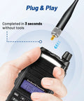 4 Pack SMA To N Type Coax Adapter Kit For Ham Radio, 5G And WiFi Antennas in use with handheld radio antenna.