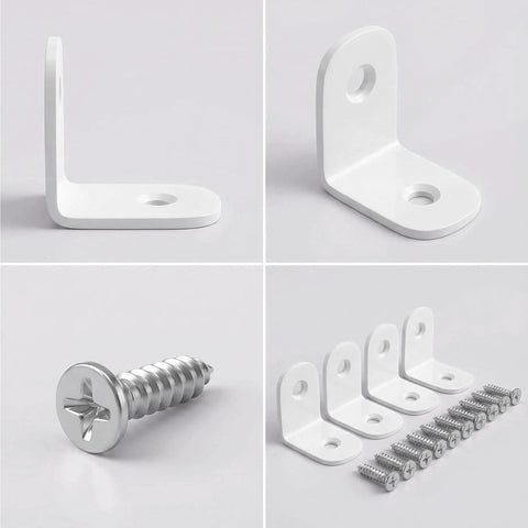 Beefy Heavy Duty White Corner Braces For Wood Shelves L Brackets 90 Degree Right Angle Stainless Steel Fasteners 1x1 Inch