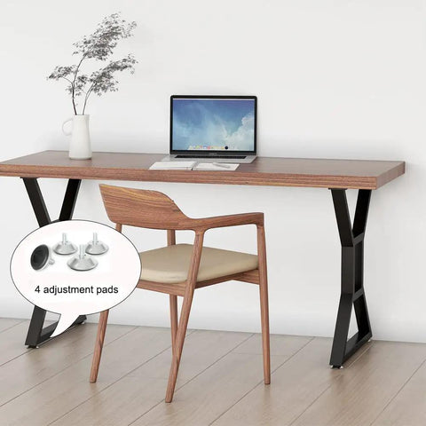 Beefy Industrial Metal Table Legs Set Of 2 For Heavy Duty Desks And Furniture, 28 Inch Tall And 23.6 Inch Wide, with adjustment pads