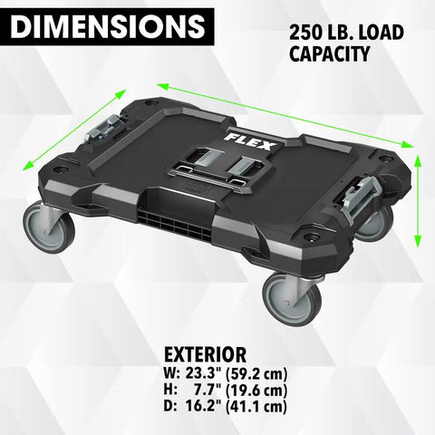 Stackable Tool Storage Dolly System With Quick Connect Latches, 250 Pound Load Capacity, 360 Degree Four Inch Polyamide Casters