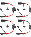 Hella Durable SAE Extension Cable For Charger One Foot 14AWG Cord With 20 Amp Rating features multiple connectors in red and black.
