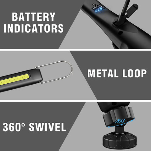 Ultra Bright 700 Lumen Rechargeable LED Work Light With Magnetic Base Cordless Portable COB LED Inspection Light details