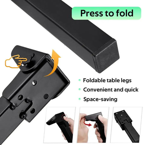 Heavy Duty Folding Table Legs 4 Pack With Replacement Feet For DIY Desks Camping Cabinets And Coffee Tables, Adjustable Metal