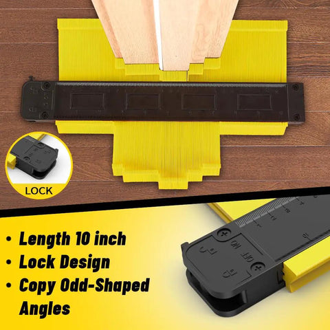 Laminate Flooring Tools Kit For LVP Installation With Contour Gauge Lock 10 Inch, showing lock design copying angles on wood