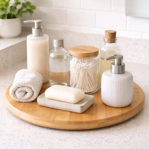 14 Inch Handmade Bamboo Lazy Susan Organizer With No Fuss 360 Degree Turntable For Kitchen Pantry And Tabletop Storage Ideal