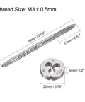 M3 Left Hand Tap And Die Set 0 5mm Metric For Rethreading Damaged Threads In Nuts Bolts And Screws Round Die Included Handy Tap And Die Kit