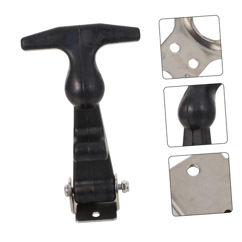 Two Pack T Handle Elastic Rubber Hood Catch Latch Flexible Draw Latch For Toolbox And Engine Cover Locks, stainless steel close-up