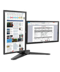 Heavy Hitter Dual Monitor Stand Free Standing Desk Mount For Two Screens Up To Thirty Inches with two Acer monitors displaying documents.