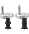 Two Pack Toilet Seat Hinges Replacement With Quick Release Mounting Screws For Easy Clean And Durable Bathroom Fix Standard Toilet Seats Compatible DIY Friendly With Most Standard Seats And Easy Clean Up For Quick Home Or Shop Fix, showing metal and black plastic hinges.