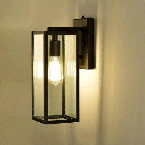 Dusk To Dawn Outdoor Wall Light Pair With Smart Sensor 14 And A Half Inch Modern Farmhouse Exterior Sconce In Industrial Black