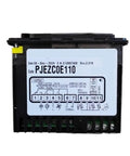 Thermostat PJEZC0E110 AC 115V Industrial Temperature Controller For Precise Process Heating And Cooling Systems Plug And Play Ready Easy Install And Operate Durable And Reliable Temperature Management For Manufacturing Environments. Front view of black PJEZC0E110 digital temperature controller with wiring diagram, 115V terminals and label.