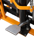 Foot pedal and hydraulic mechanism of Straight Up Heavy Duty Manual Hydraulic Pallet Stacker With 440 Lb Load Capacity And 35.5 Inch Lift Height.