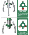 Bad Ass Heavy Duty 10 Ton Hydraulic Bearing Puller Separator Kit With Two Or Three Jaw Gear Puller Tool For Hub Flanges Machines Featuring 360 Degree Rotating Pump Head Built From Forged Alloy Steel That Crushes Any Tough Job., three-claw setup