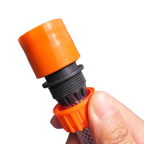 Close-up of 1/2 inch Garden Hose Quick Connect Fittings and Quick Release Connector Kit for sprinklers and nozzles