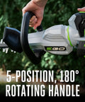 Cordless 26-Inch Hedge Trimmer With 56V 2.5Ah Battery And Charger, Carbon Fiber Rail For Ultra Durable Lightweight Build in use