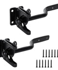 2 Pack Gate Latch For Wooden Fences, Gravity Self Locking, Heavy Duty Stainless Steel Hardware Kit with screws, side view