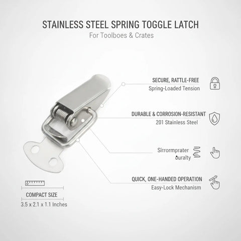 Heavy Duty Stainless Steel Draw Latch For Toolboxes, Crates And Cases With Spring Toggle Hook 3.5 X 2.1 X 1.1 Inches 1 Pack Built Tough.