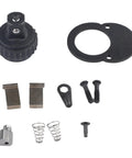 Components of 24 Tooth Ratchet Wrench Repair Kit for 1/4, 3/8, 1/2 Inch Drive Sockets With Chrome Plated Reversible Handle
