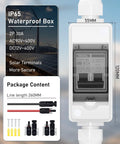 Rugged Outdoor Solar Panel Disconnect Switch 30A 2-Pole DC Circuit Breaker Non-Polarized 12V-400V IP65 Waterproof AC Disconnect Box