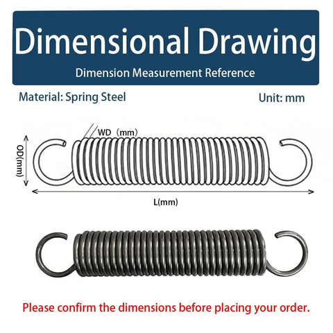 Beefy Heavy Duty Extension Spring With Hooks Made From Spring Steel 4 Millimeter Wire Diameter 44 Millimeter Outer Diameter diagram