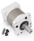 Planetary gearbox 50:1 speed reducer with 8mm shaft, white aluminum housing and mounting flange