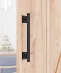 Antique Rustic 12 Inch Barn Door Handle, Solid Steel Heavy Duty Flush Square Base Pull For Gate Garage Sheds installed on door