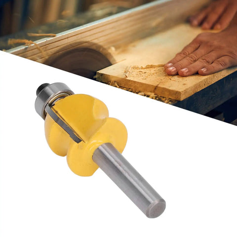 Versatile 2 Inch Shank Architectural Router Bit With Heat Resistant Coating For Cutting Hardwood Softwood Plywood On Woodworking Milling Projects displayed next to a woodworking process.