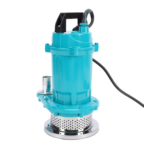 Tough As Nails Half Horsepower Submersible Water Pump With Heavy Gauge Stainless Steel Build And A Super Quiet 3450 Rpm Motor. Aqua color pump design.