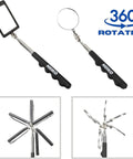 Front view of NEIKO 20736A six-piece magnetic tool and telescoping mirror set with round and rectangular mirrors