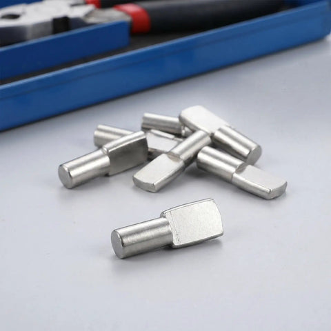 Close-up of Heavy Duty 5mm Stainless Steel Shelf Pegs 150 Pieces Nickel Plated Cabinet Support Pins for Glass And Wood Shelves