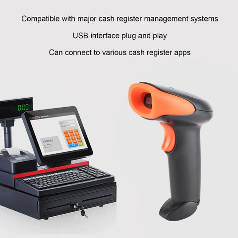 Fast Decode Barcode Scanner with Rebound Button near POS System for Grocery Stores Pharmacies Restaurants Wireless Bluetooth Setup
