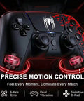Wireless PS5 Controller With Dual Vibration And Motion Sensor featuring a spider logo, black and red design, precise motion control.