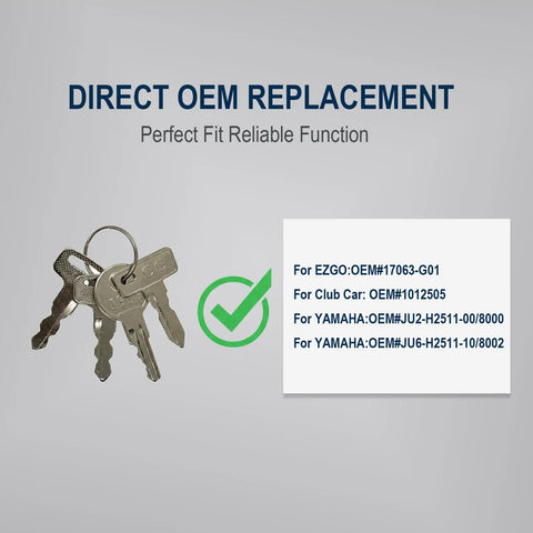 Top Shelf Universal Golf Cart Key Set Including Eight Heavy Duty Replacement Keys Plus Four Slick Rings for EZGO carts