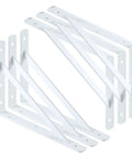 Badass Heavy Duty Metal Shelf Brackets 12 X 8 Inch White L Brackets 6 pack, rust resistant steel for garage organization.